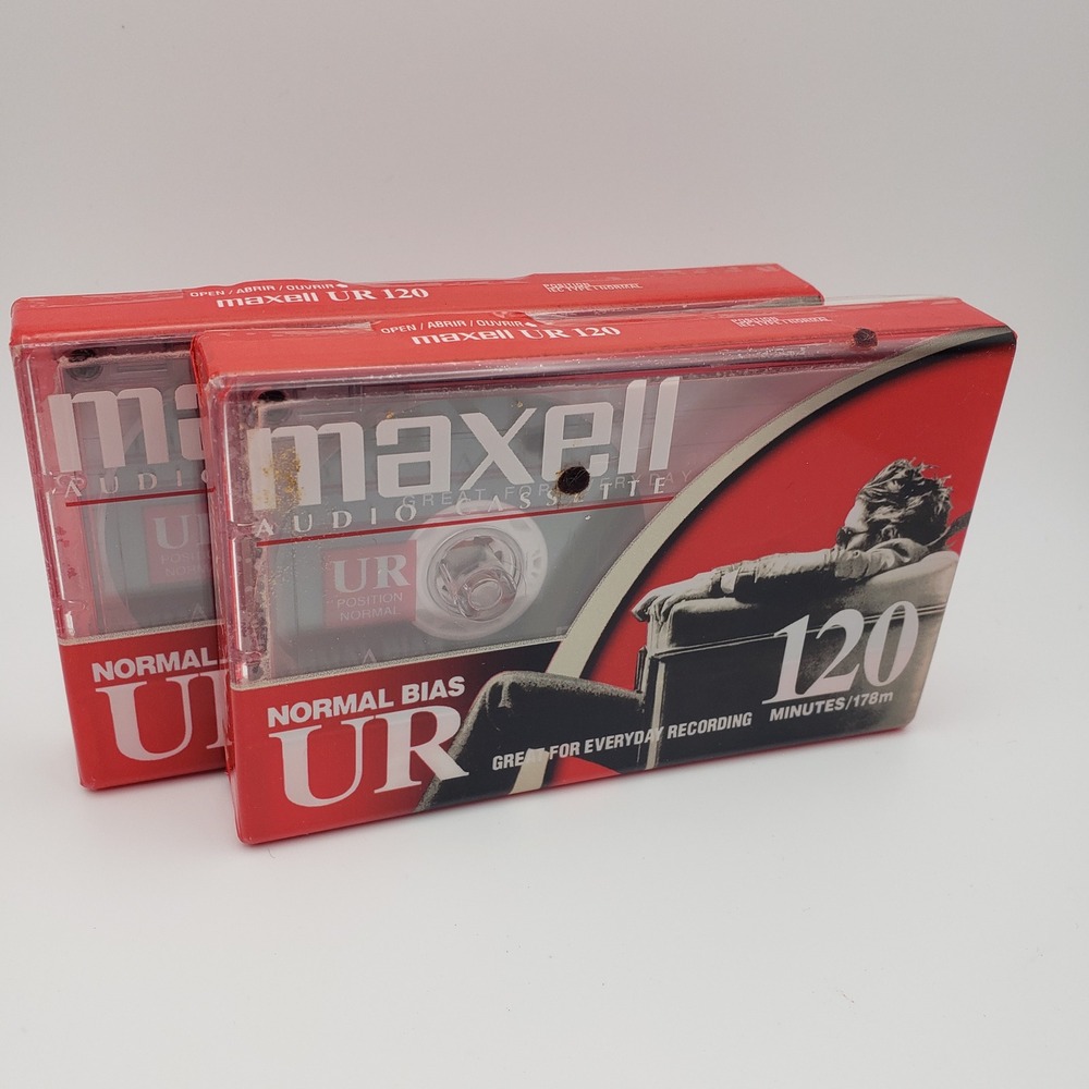 Maxell UR 120 Audio Cassette Tape 2 Pack Normal Bias Type I 120 Min Blank Media